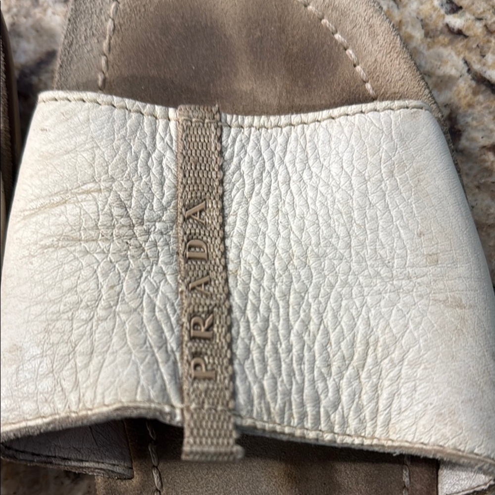 Prada Men’s  Cream Leather Slide Sandals Euro size 42 - Picture 2 of 7